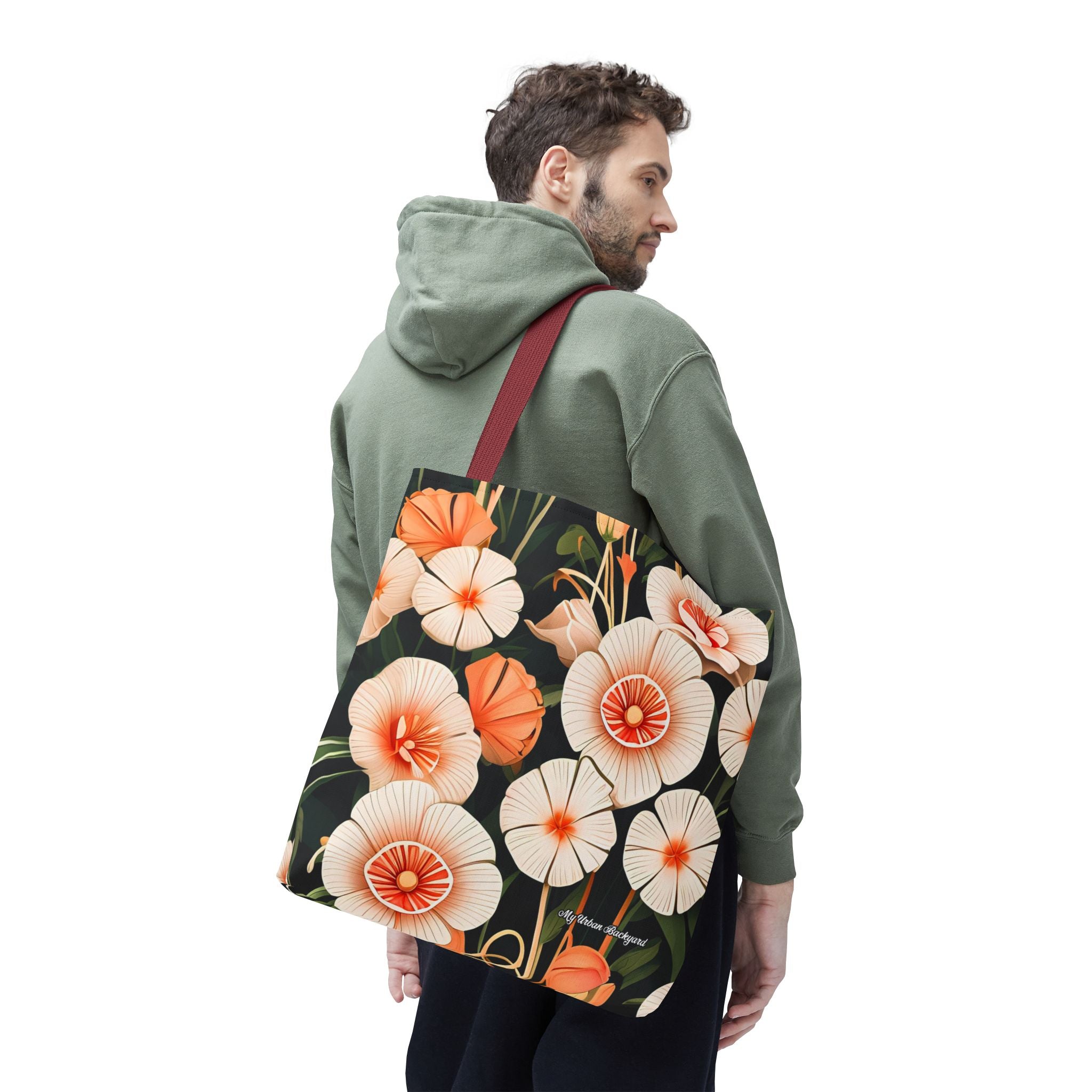 Art Deco Flowers Tote Bag with Cotton Handles For Everyday Use, 3 Sizes