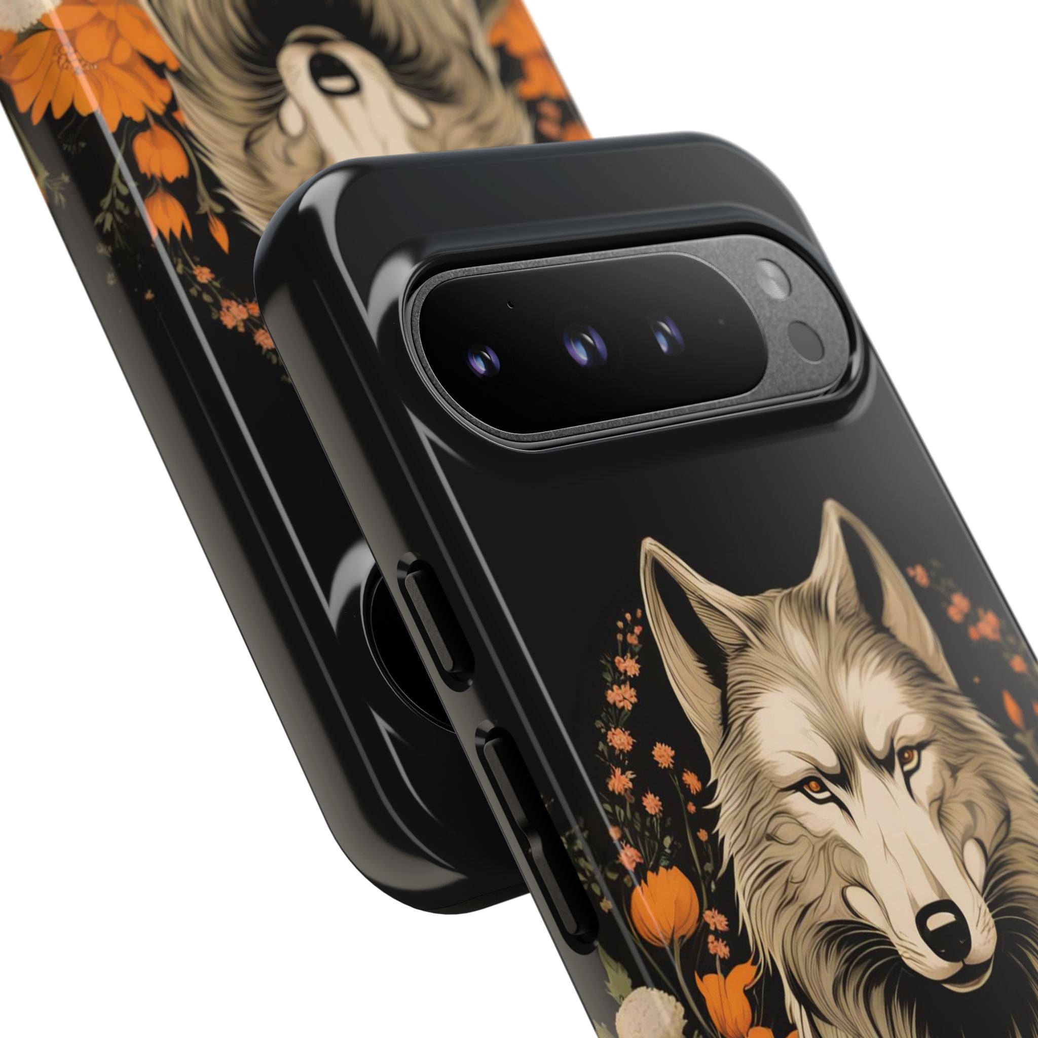 Wolf with Flowers, Animal Cell Phone Case - Apple, Samsung, Google Pixel