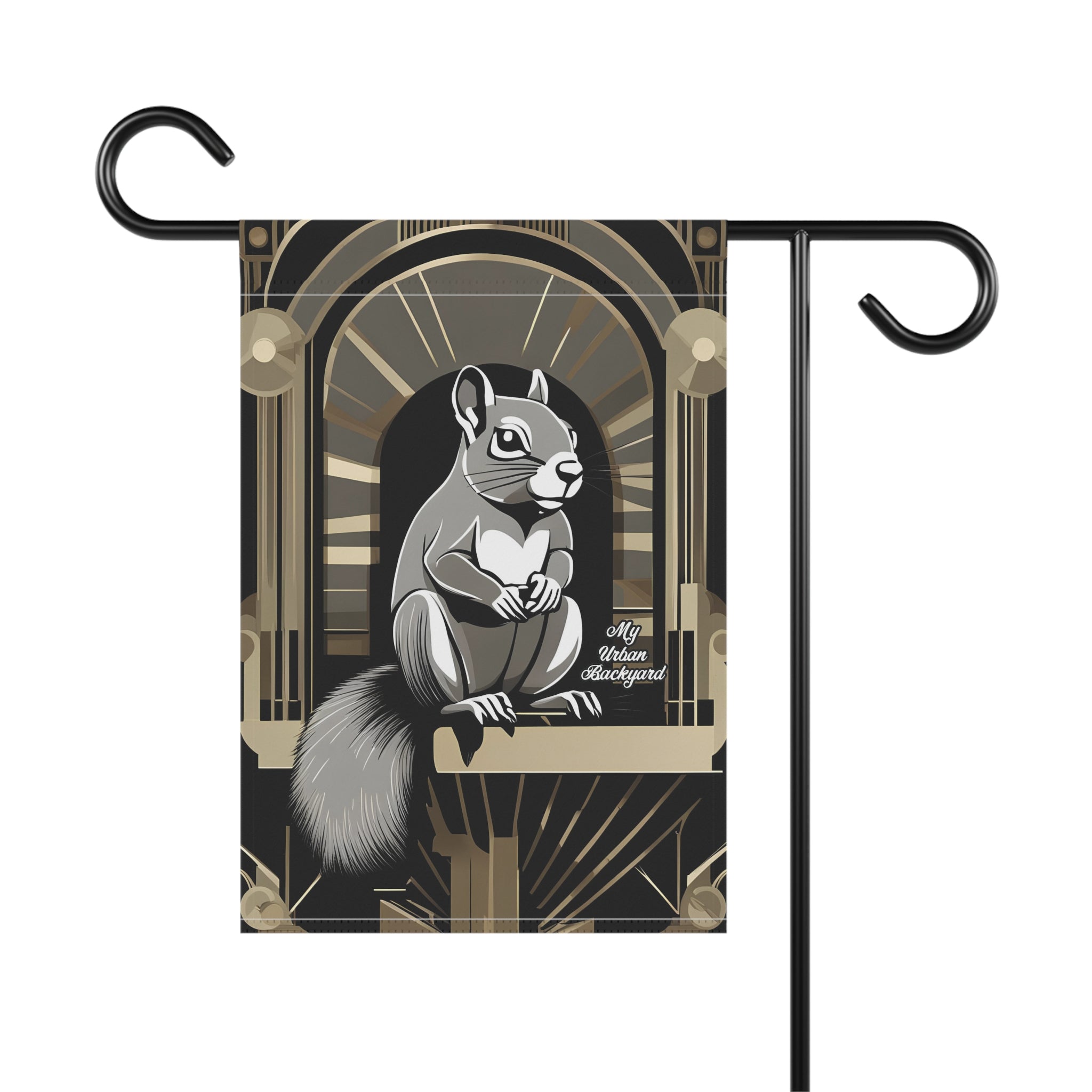 Art Deco Squirrel, Garden Flag for Yard, Patio, Porch, or Work, 12"x18" - Flag only