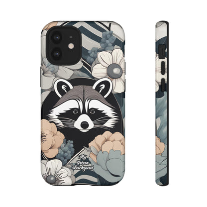 Art Deco Raccoon with Flowers, Cell Phone Case - Apple, Samsung, or Google Pixel