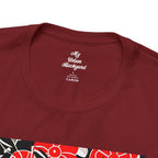 Tuxedo Cat with Red Flowers, Soft 100% Jersey Cotton T-Shirt, Unisex, Short Sleeve, Retail Fit