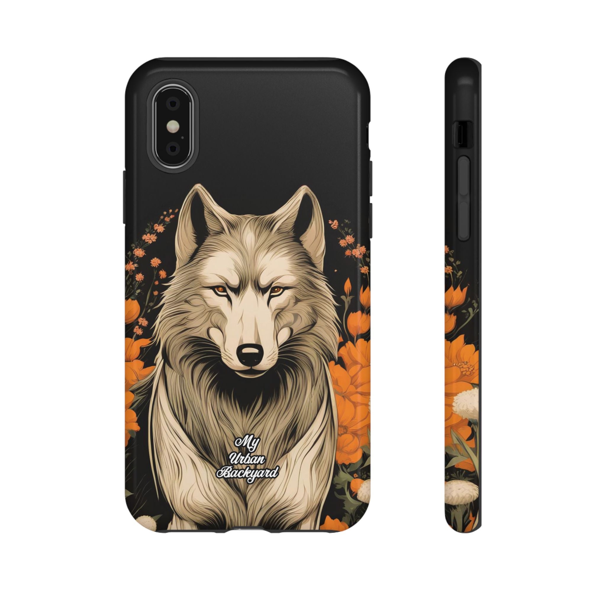 Wolf with Flowers, Animal Cell Phone Case - Apple, Samsung, Google Pixel