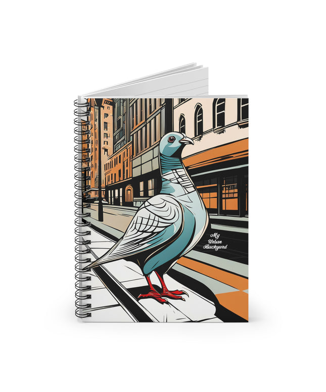 Pigeon on a City Street, Spiral Notebook Writing Journal - 118 Ruled Pages
