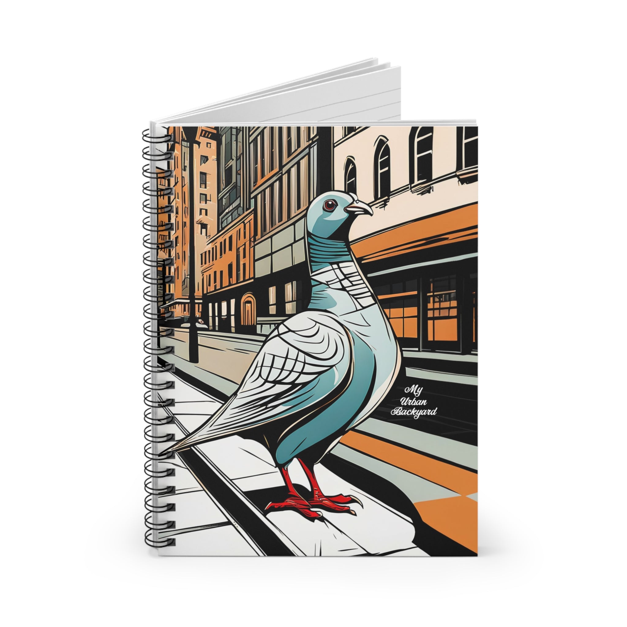 Pigeon on a City Street, Spiral Notebook Writing Journal - 118 Ruled Pages
