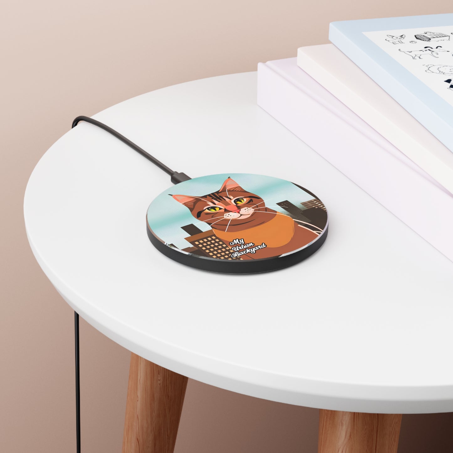 Urban Tabby Cat, 10W Wireless Charger for iPhone, Android, Earbuds