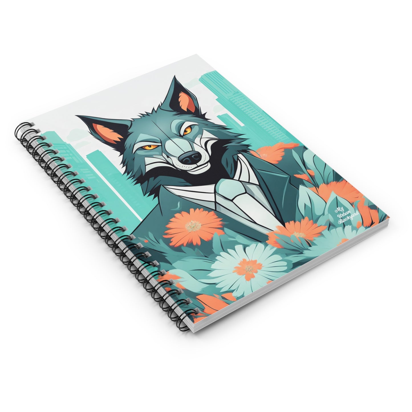 Vincent Blueclaw, Wolf Spiral Notebook Writing Journal - 118 Ruled Pages