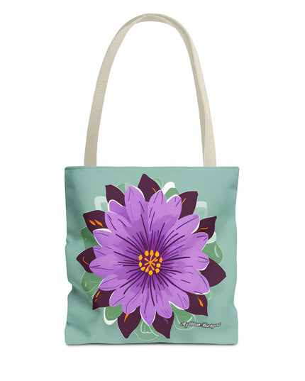 Purple Flower Tote Bag with Cotton Handles For Everyday Use, 3 Sizes