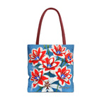 Bouquet of Red White and Blue Flowers Tote Bag with Cotton Handles For Everyday Use, 3 Sizes
