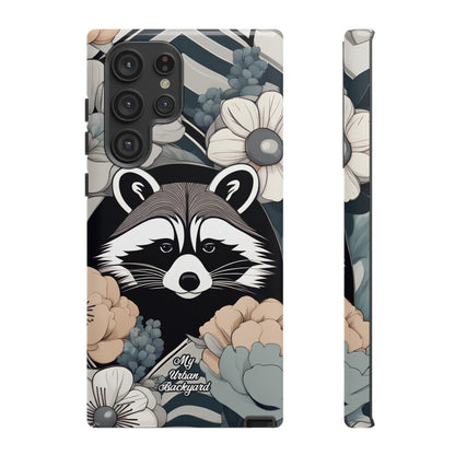 Art Deco Raccoon with Flowers, Cell Phone Case - Apple, Samsung, or Google Pixel