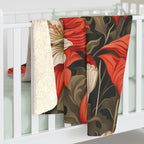 Red Winter Flowers, Sherpa Fleece Blanket