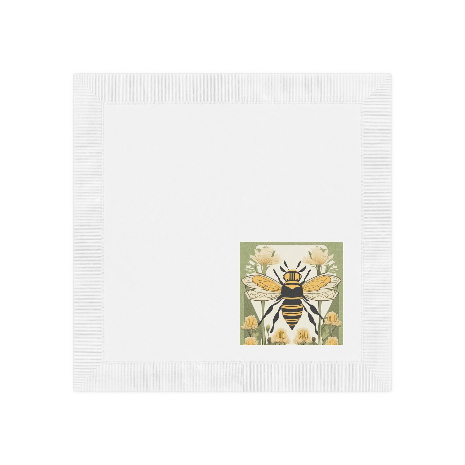 Bee With Flowers, Garden Cocktail Napkins — Vintage Floral Honeybee Design, 2 sizes, Pack of 50 or 100