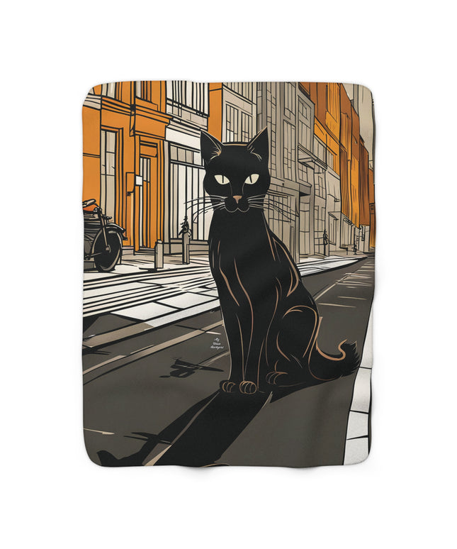 Lucian Purrcrest, Cat Sherpa Fleece Blanket for Cozy Warmth, 50"x60"