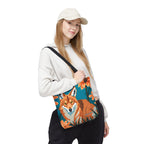 Coyote with Flowers Tote Bag with Cotton Handles For Everyday Use, 3 Sizes