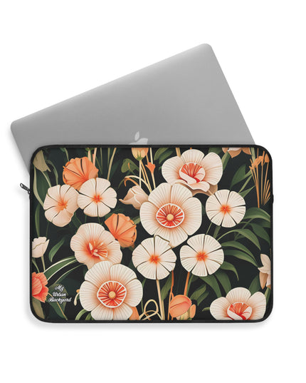 Art Deco Flowers, Laptop Carrying Case, Top Loading Sleeve for School or Work
