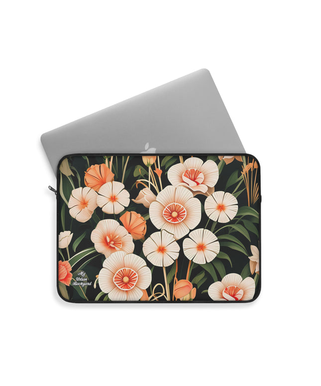 Art Deco Flowers, Laptop Carrying Case, Top Loading Sleeve for School or Work