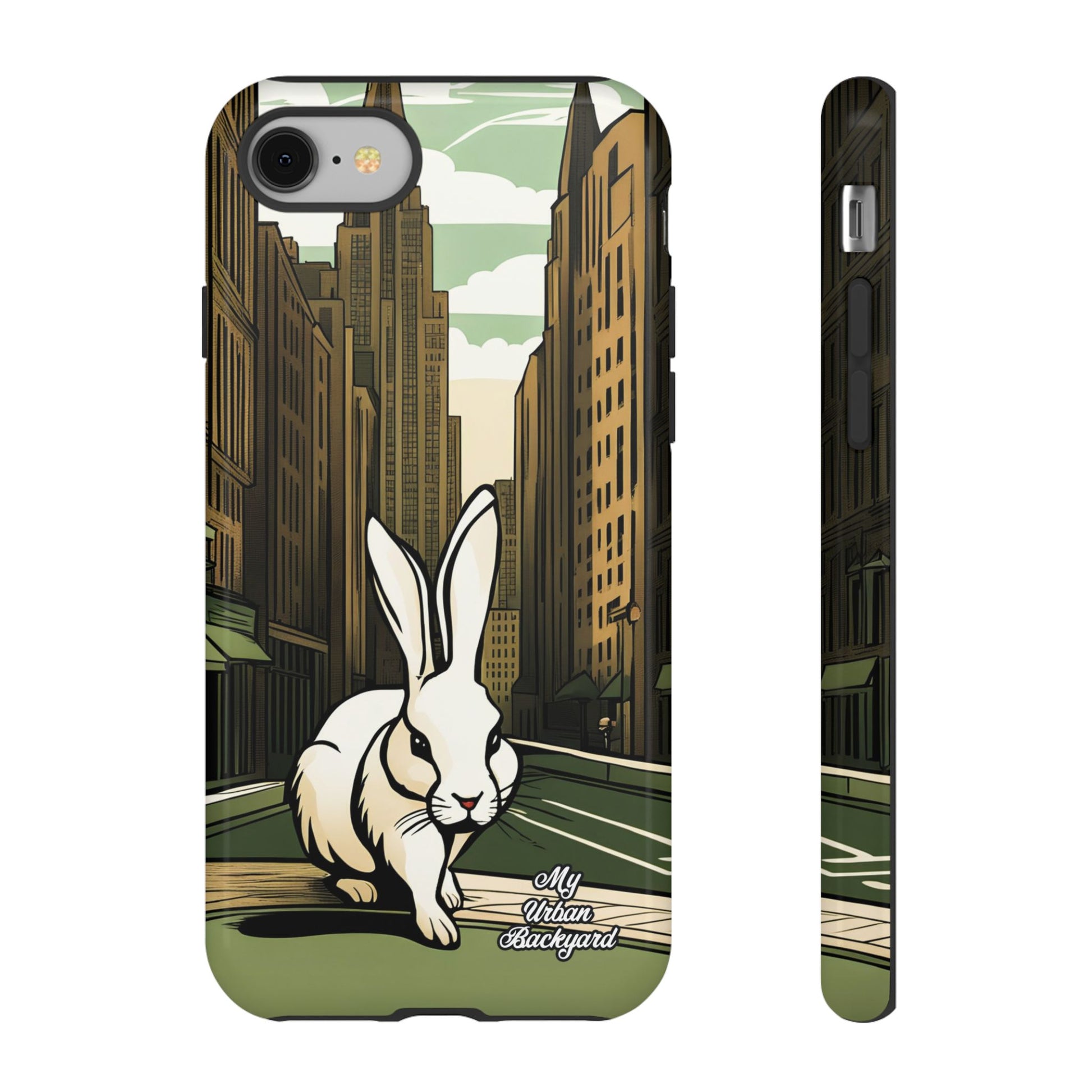 White Rabbit on a City Street, Cell Phone Case - Apple, Samsung, or Google Pixel