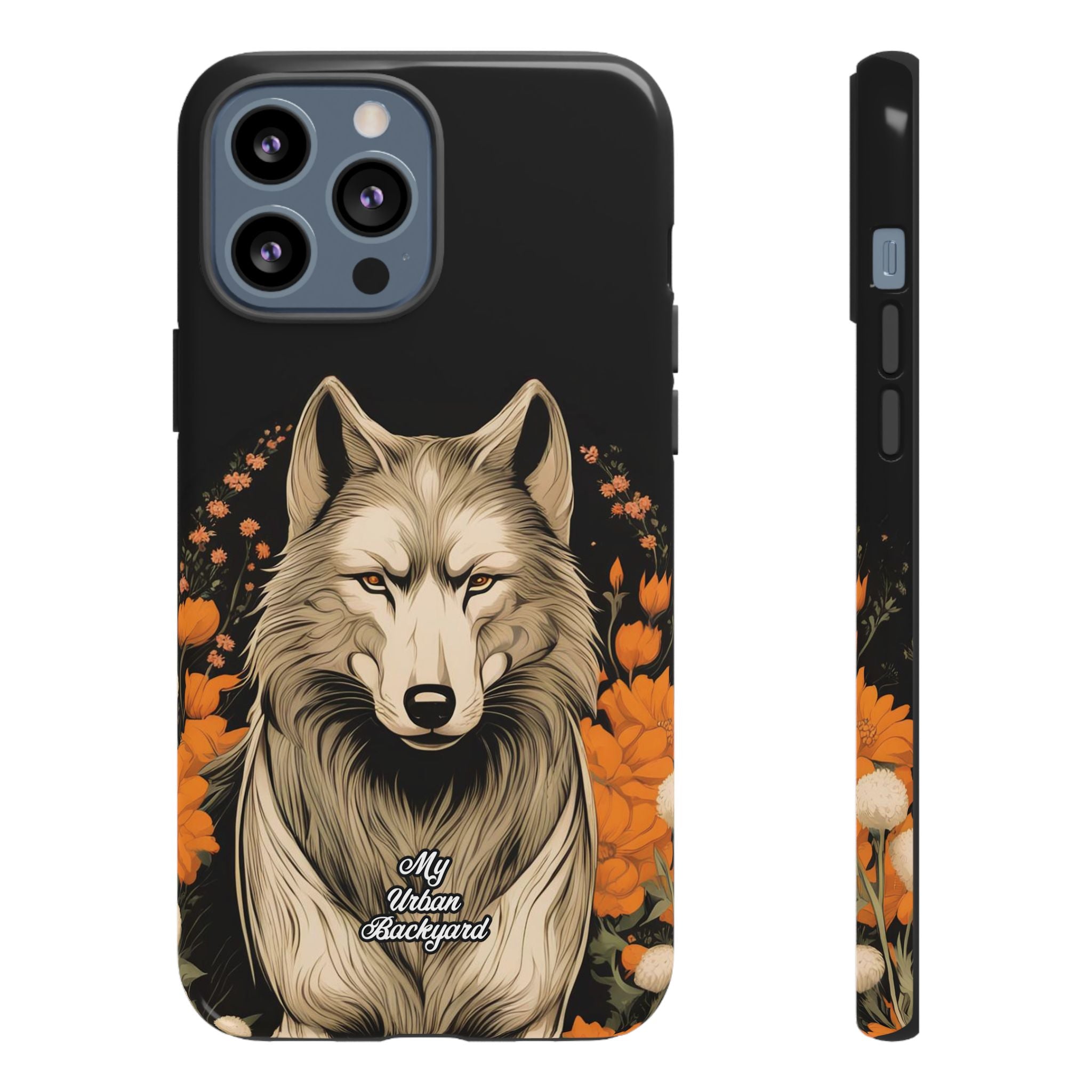 Wolf with Flowers, Animal Cell Phone Case - Apple, Samsung, Google Pixel