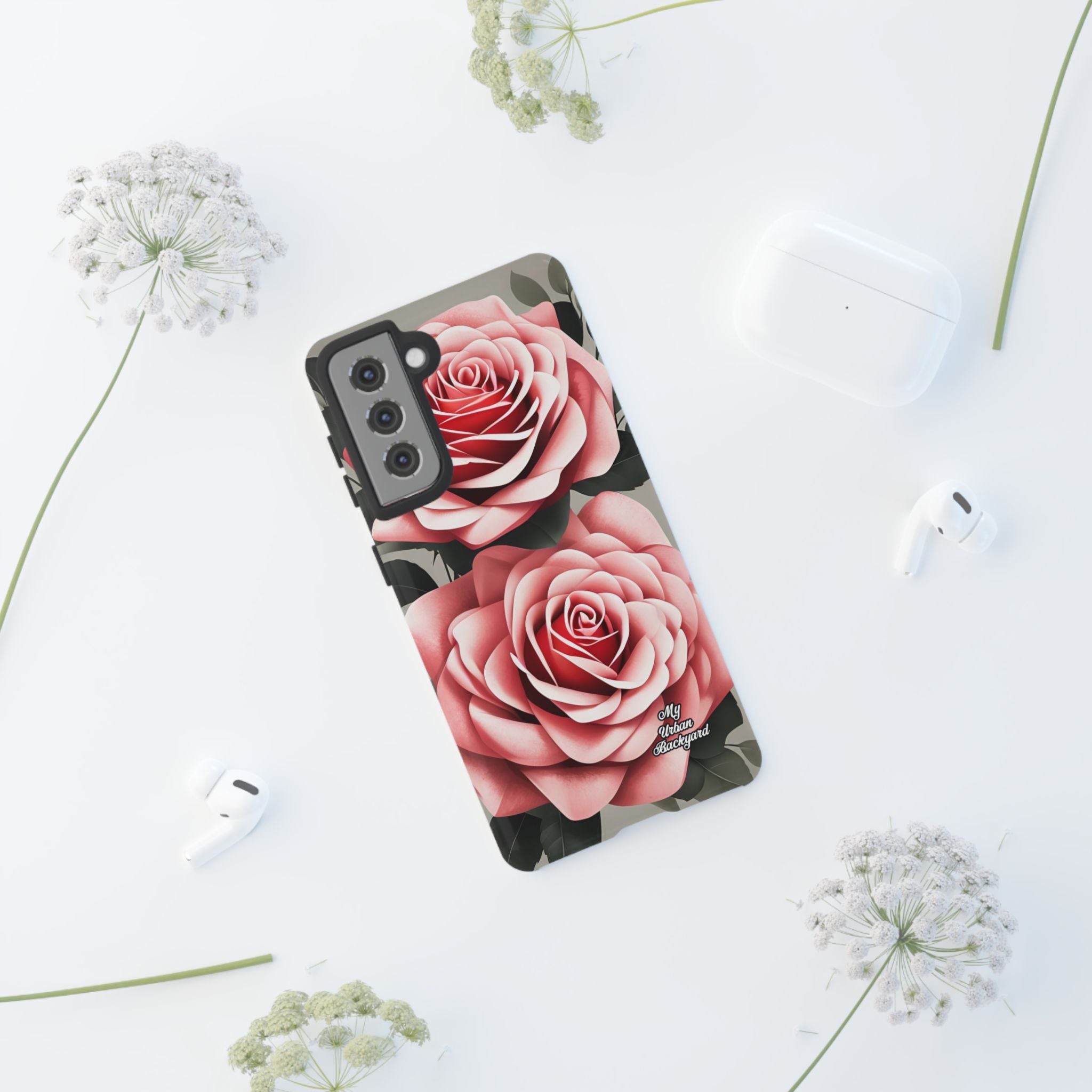 Pink Rose Flowers, Cell Phone Case - Apple, Samsung or Google Pixel