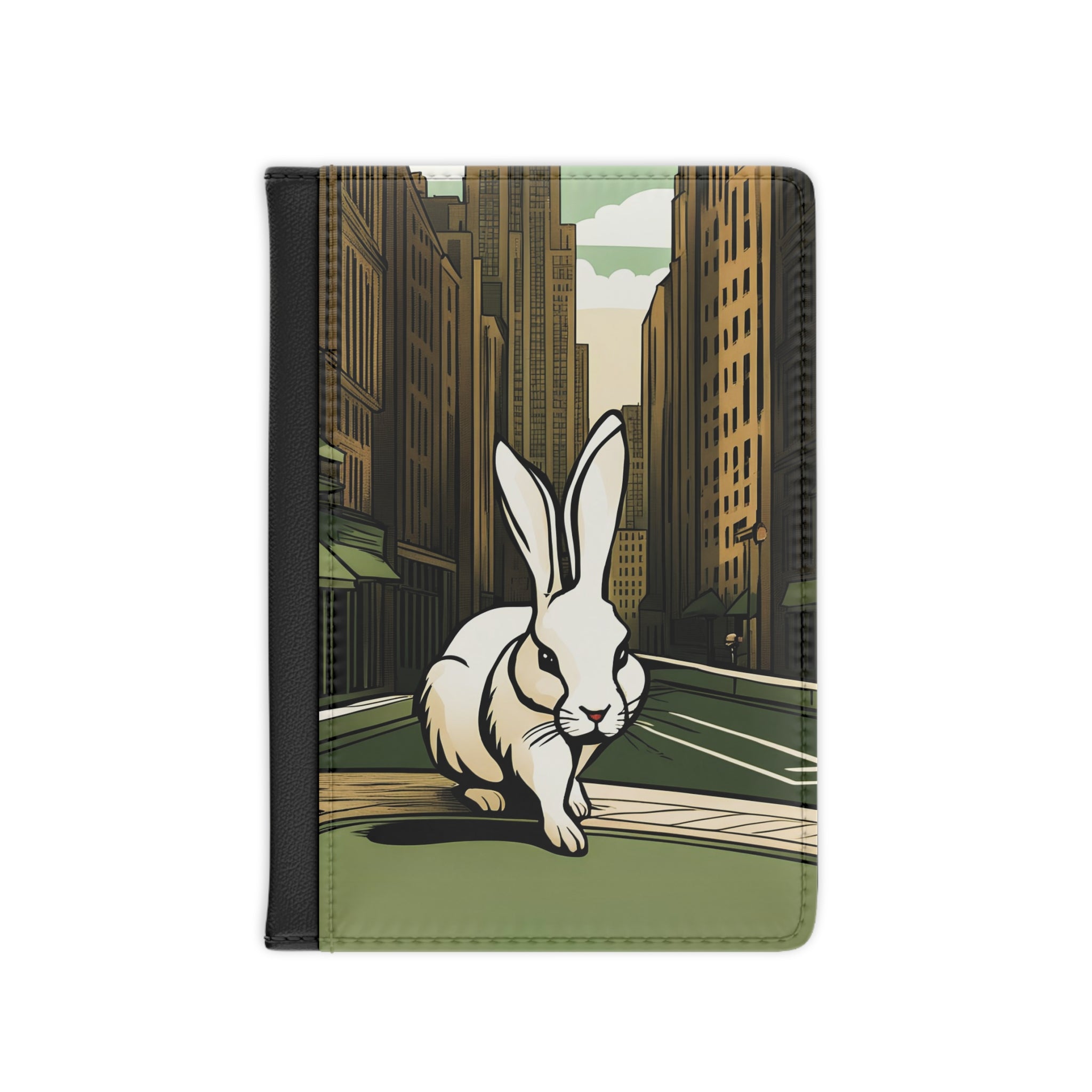 White Rabbit on a City Street Passport Cover