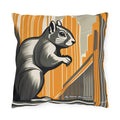 Art Deco Squirrel, Black accent color, Throw Pillow, Indoor/Outdoor Decor for Home or Office