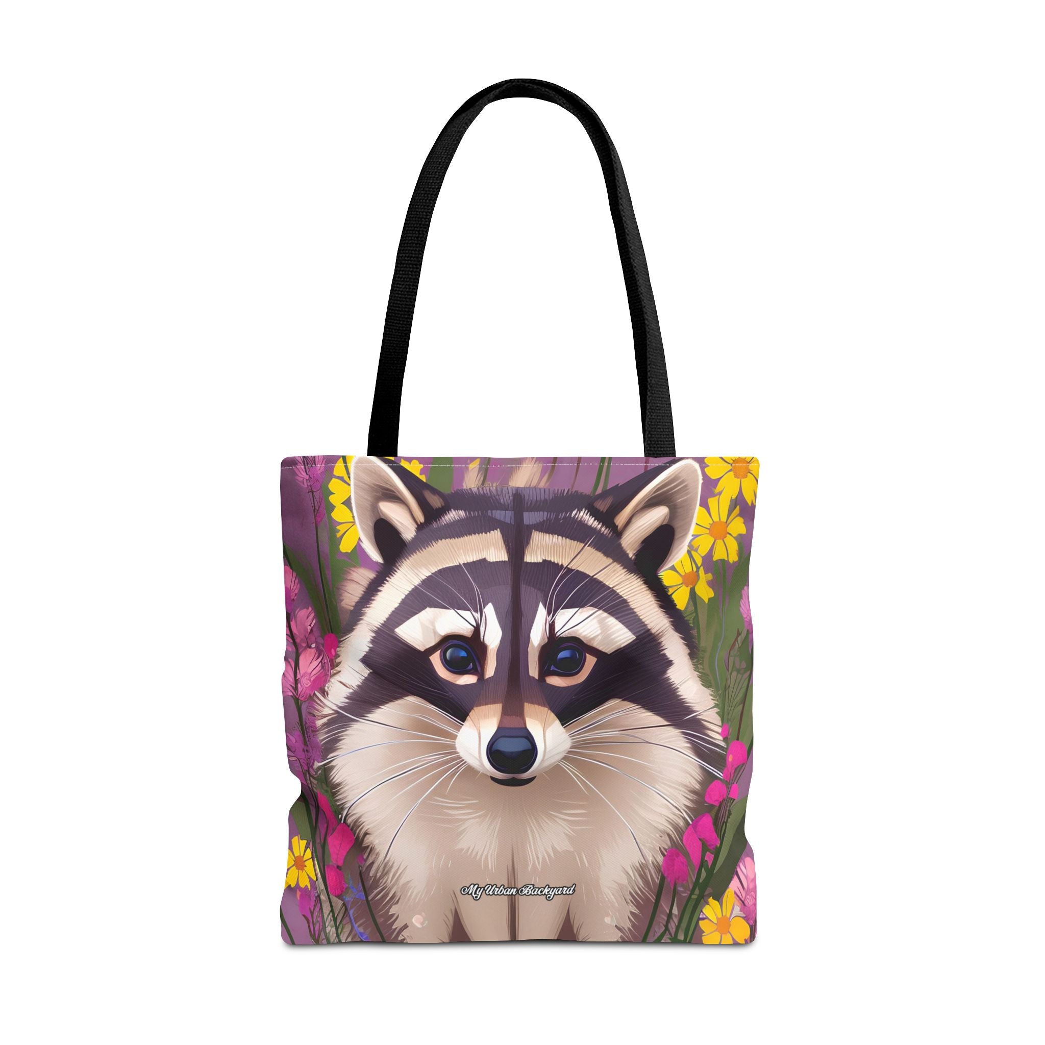 Raccoon and Flowers Tote Bag with Cotton Handles For Everyday Use, 3 Sizes