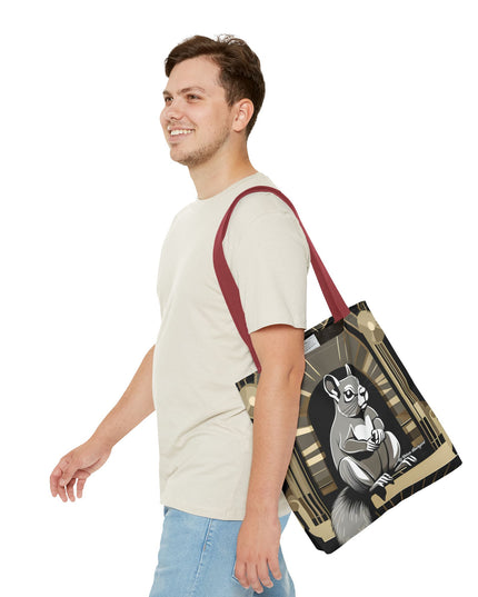 Art Deco Squirrel, Tote Bag with Cotton Handles For Everyday Use, 3 Sizes