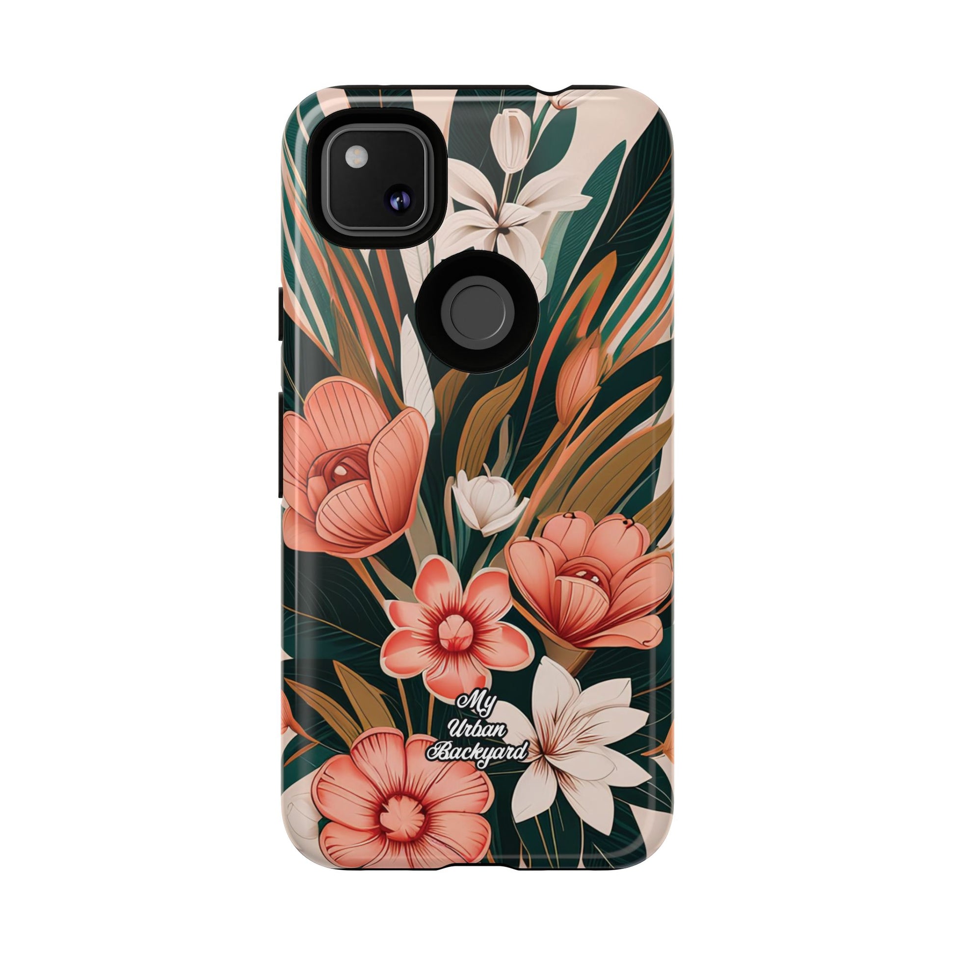 Peach Art Deco Flowers, Cell Phone Case - Apple, Samsung, Google Pixel