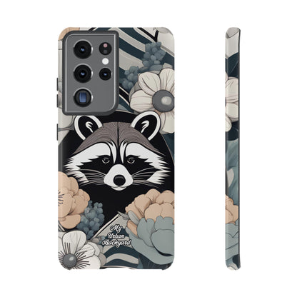 Art Deco Raccoon with Flowers, Cell Phone Case - Apple, Samsung, or Google Pixel