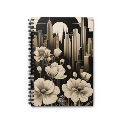 Urban Moon with Flowers, Spiral Notebook Journal - Write in Style