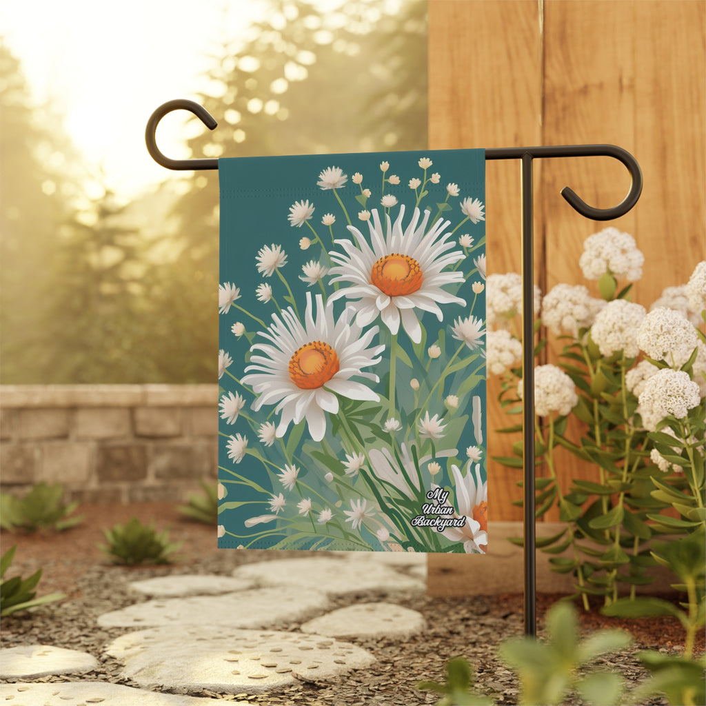 White Flowers, Garden Flag for Yard, Patio, Porch, or Work, 12"x18" - Flag only