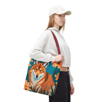 Coyote with Flowers Tote Bag with Cotton Handles For Everyday Use, 3 Sizes