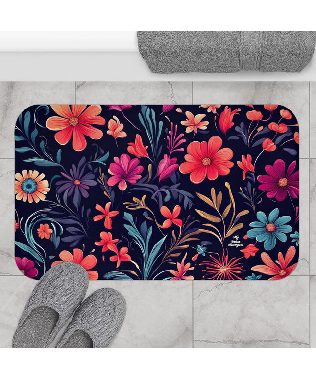 Night Blooming Wildflowers, Memory Foam Bath Mat - Cozy Bathroom Essential