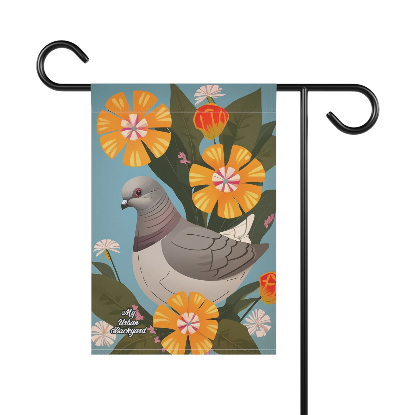 Pigeon and Flowers, Garden Flag for Yard, Patio, Porch, or Work, 12"x18" - Flag only