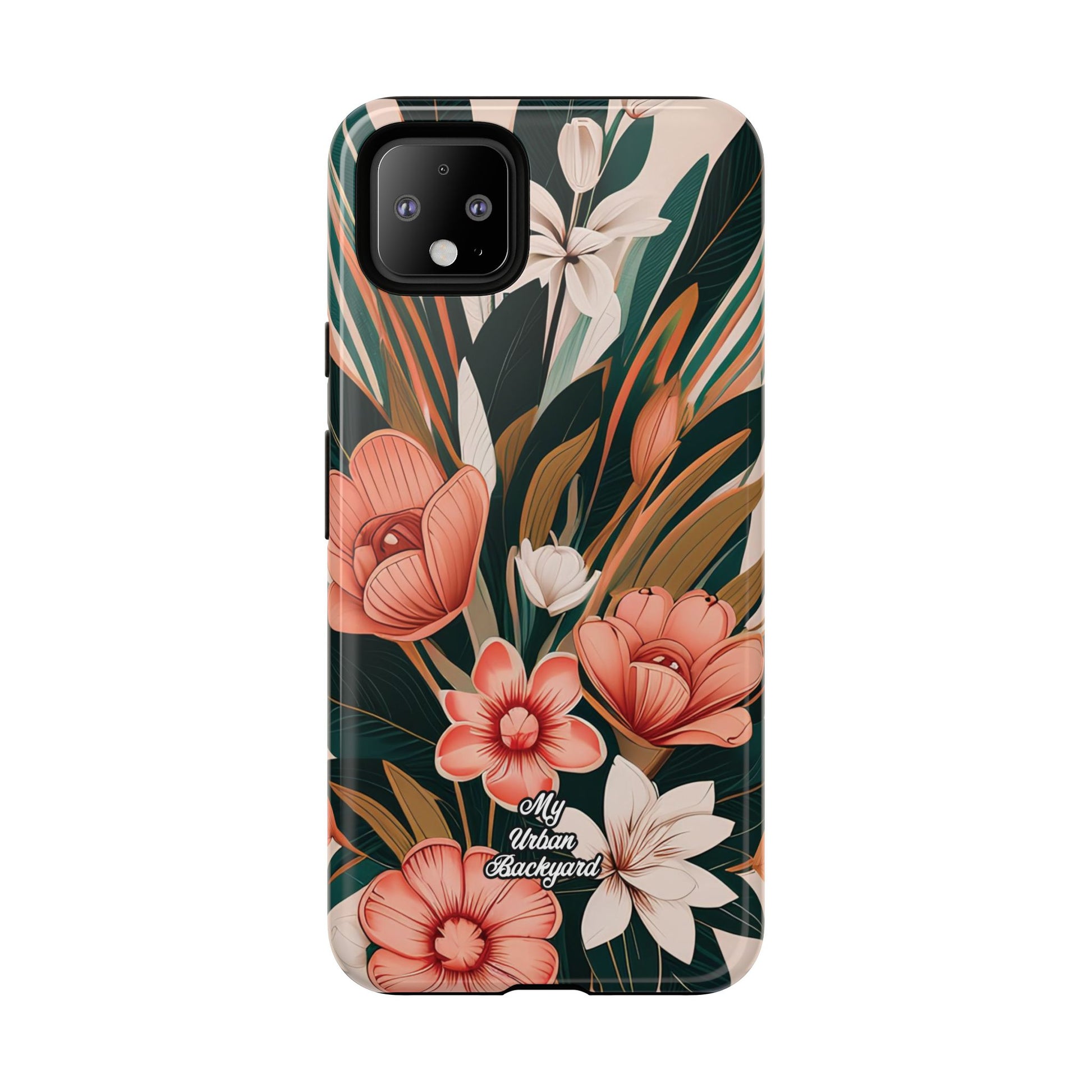 Peach Art Deco Flowers, Cell Phone Case - Apple, Samsung, Google Pixel