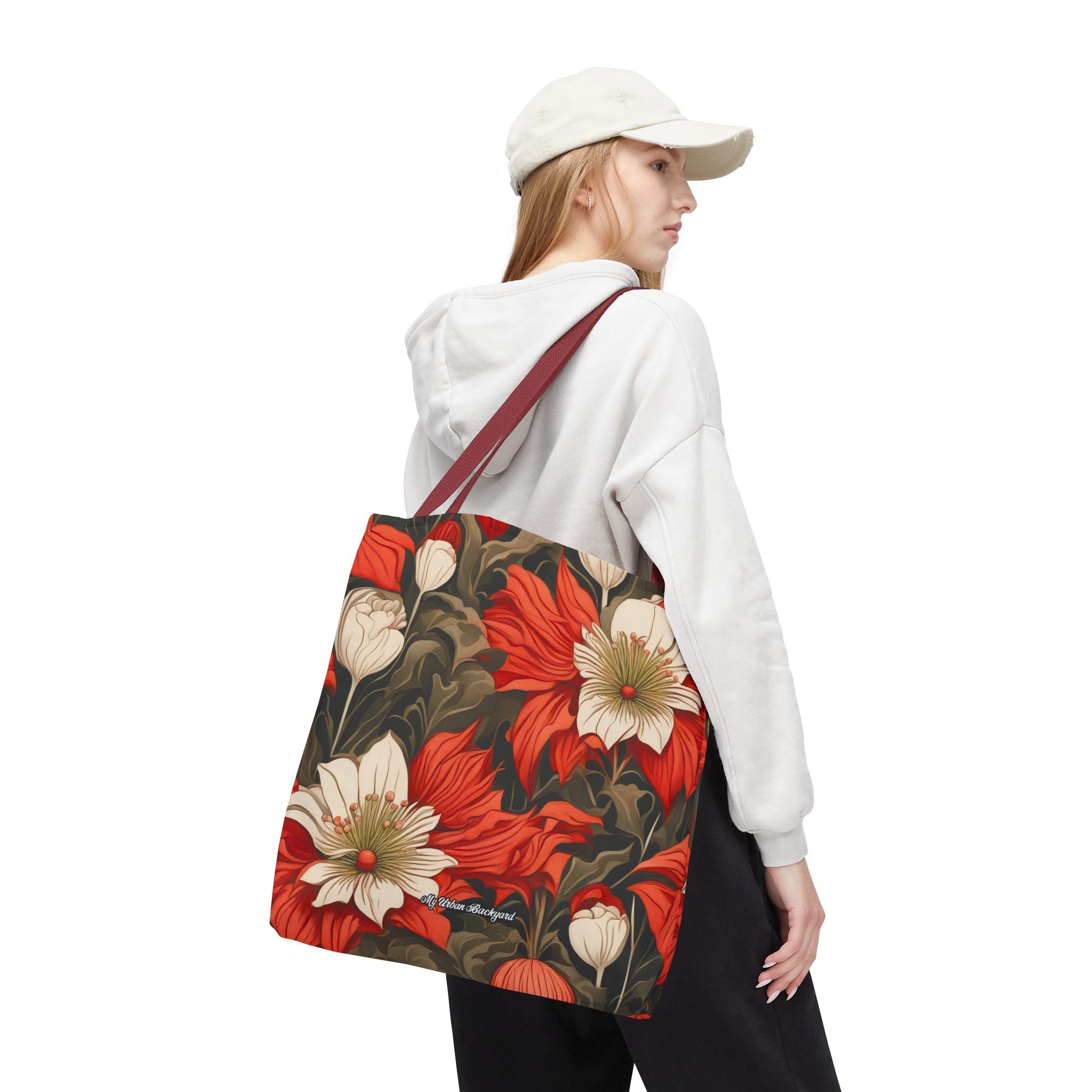 Holiday Flowers Tote Bag with Cotton Handles For Everyday Use, 3 Sizes