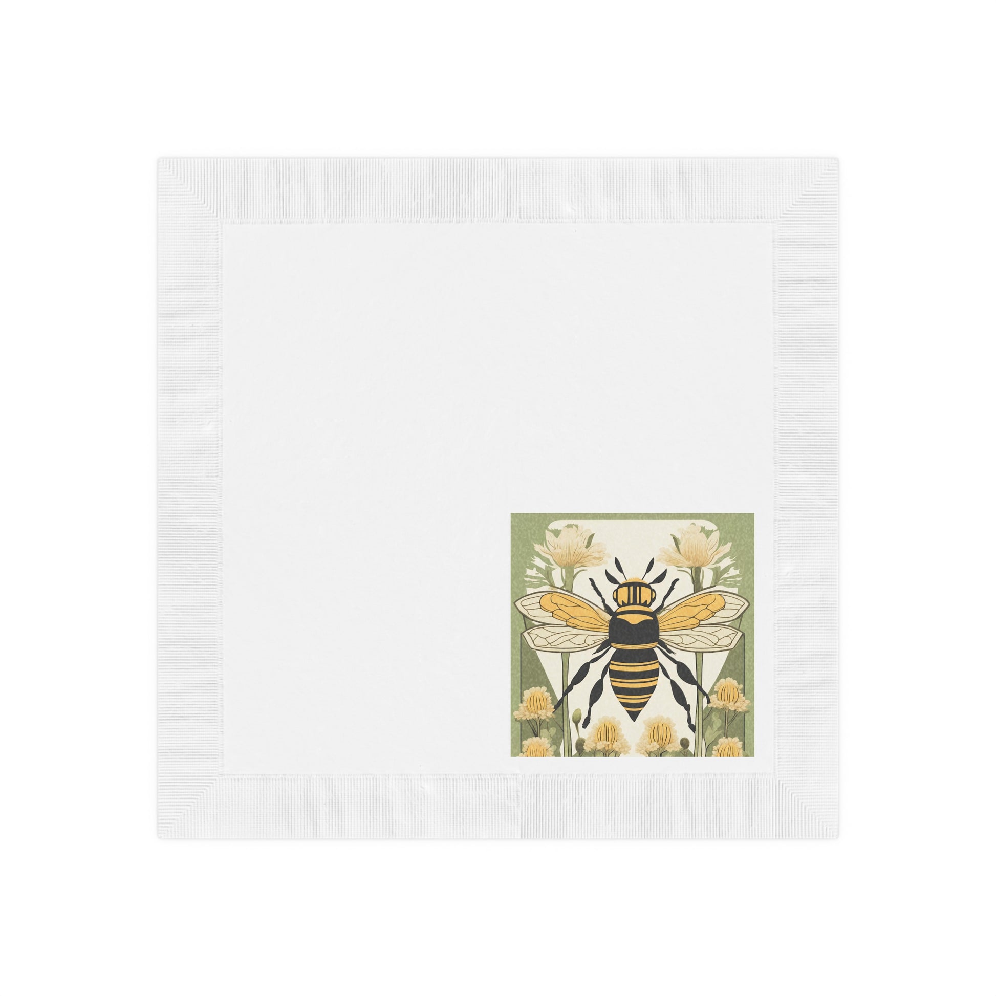 Bee With Flowers, Garden Cocktail Napkins — Vintage Floral Honeybee Design, 2 sizes, Pack of 50 or 100