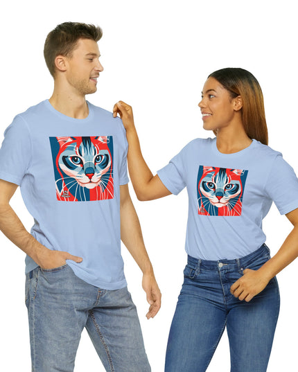 Red White and Blue Cat, Soft 100% Jersey Cotton T-Shirt, Unisex, Short Sleeve, Retail Fit