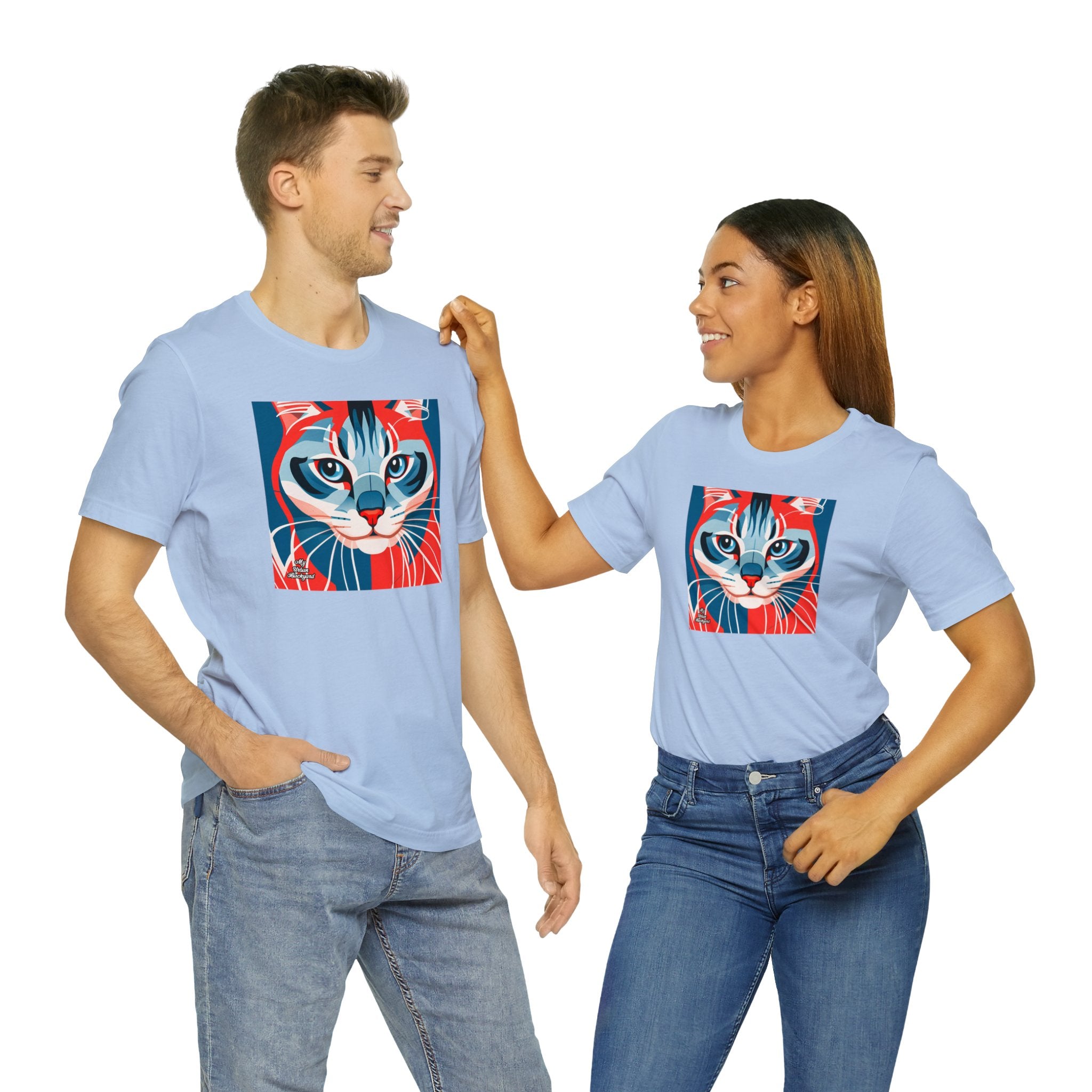 Red White and Blue Cat, Soft 100% Jersey Cotton T-Shirt, Unisex, Short Sleeve, Retail Fit