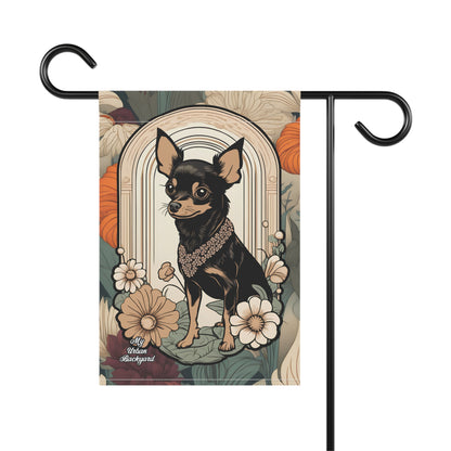 Chihuahua with Flowers, Garden Flag for Yard, Patio, Porch, or Work, 12"x18" - Flag only