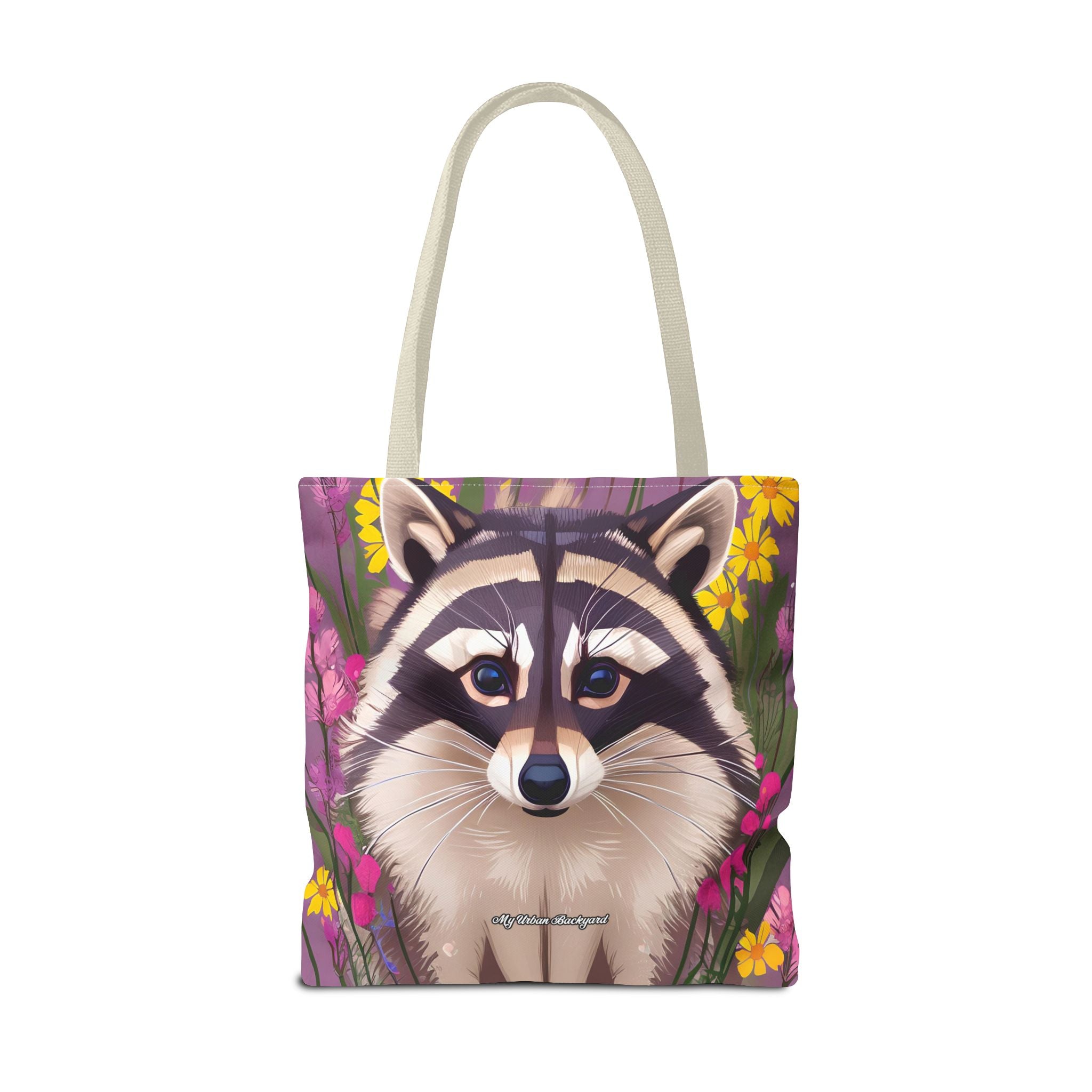 Raccoon and Flowers Tote Bag with Cotton Handles For Everyday Use, 3 Sizes