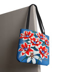 Bouquet of Red White and Blue Flowers Tote Bag with Cotton Handles For Everyday Use, 3 Sizes