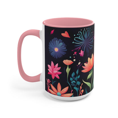 Colorful Flowers, Ceramic Mug - Perfect for Coffee, Tea, and More!