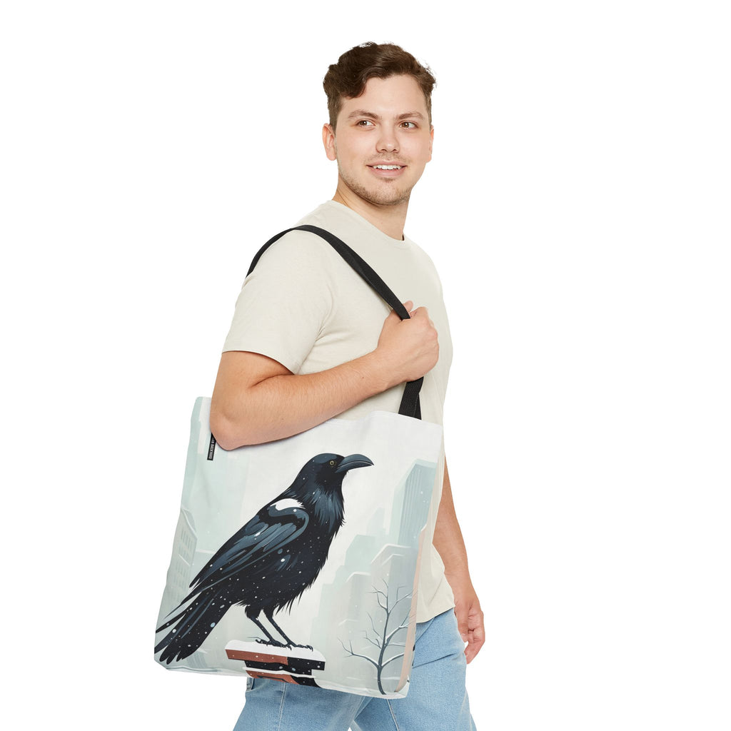 Winter Crow Tote Bag with Cotton Handles For Everyday Use, 3 Sizes