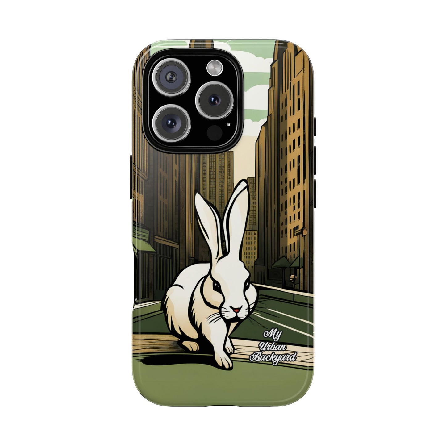 White Rabbit on a City Street, Cell Phone Case - Apple, Samsung, or Google Pixel