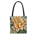 Large White Flower Tote Bag with Cotton Handles For Everyday Use, 3 Sizes