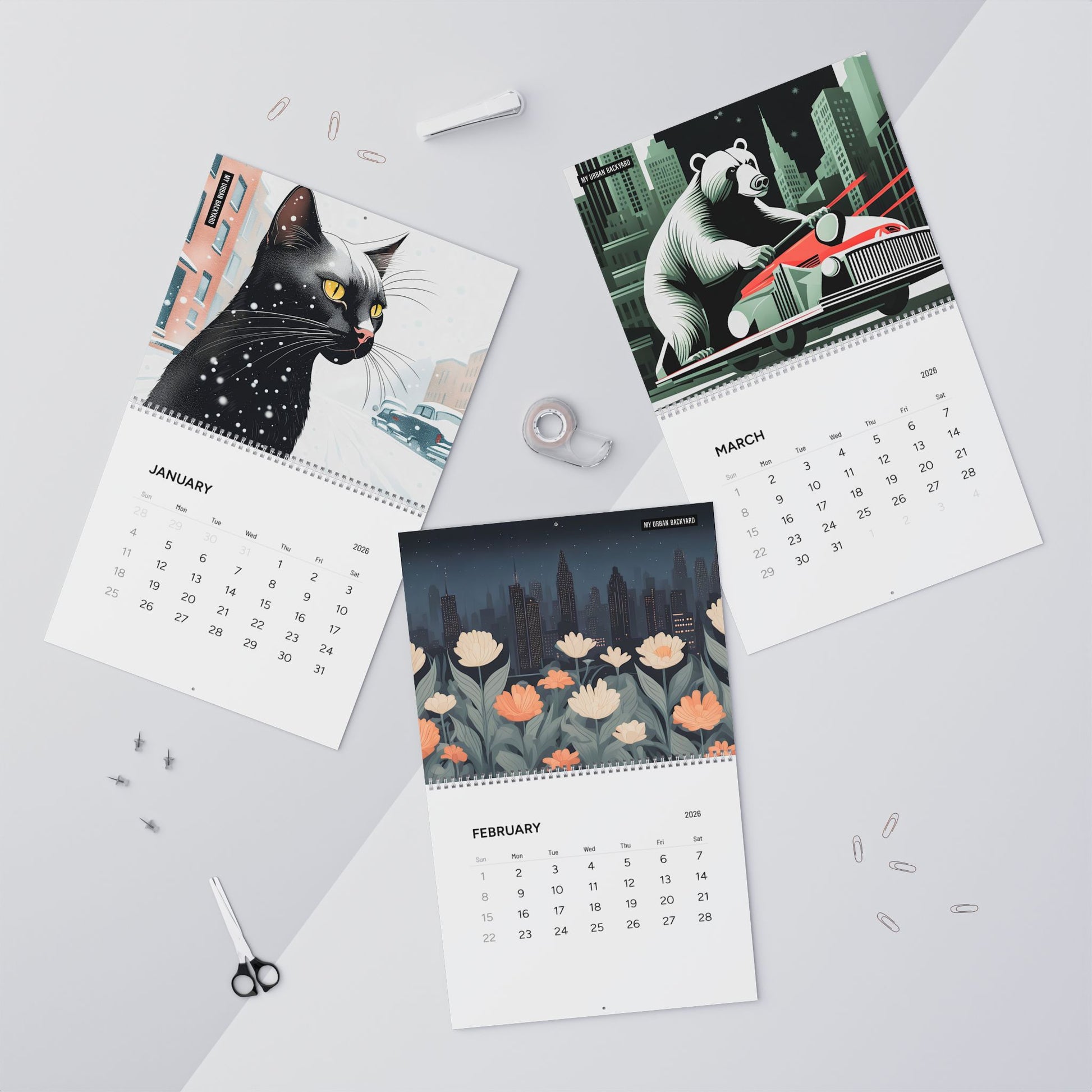 2026 My Urban Backyard Wall Calendar - Monthly Planner for Nature Lovers and Art Enthusiasts