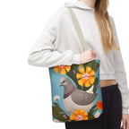 Pigeon and Yellow Flowers Tote Bag with Cotton Handles For Everyday Use, 3 Sizes