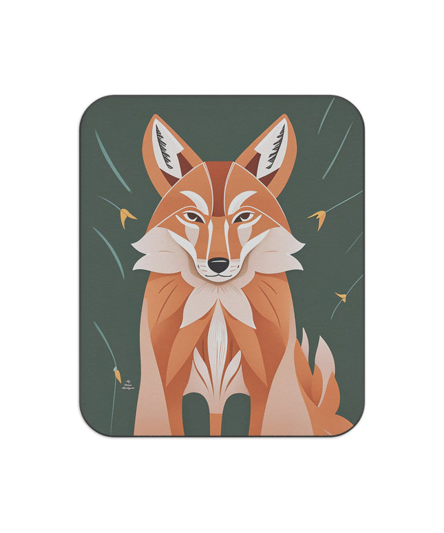 Art Deco Coyote, Cozy Outdoor Picnic Blanket, Water-Resistant Bottom, 51" × 61"