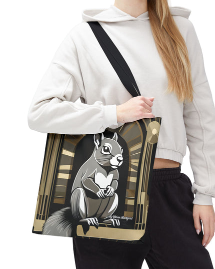 Art Deco Squirrel, Tote Bag with Cotton Handles For Everyday Use, 3 Sizes