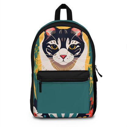 Art Deco Cat, Backpack with Computer Pocket and Padded Back